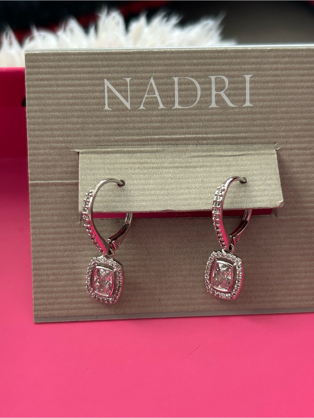 Nordstrom Nadri Silver Cubic Zirconia Hoop Drop Earrings - Silver